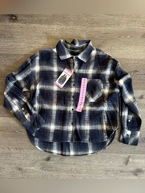 NWT Small Cotton Blue Plaid Button Down Long Sleeve Shirt Scotch & Soda